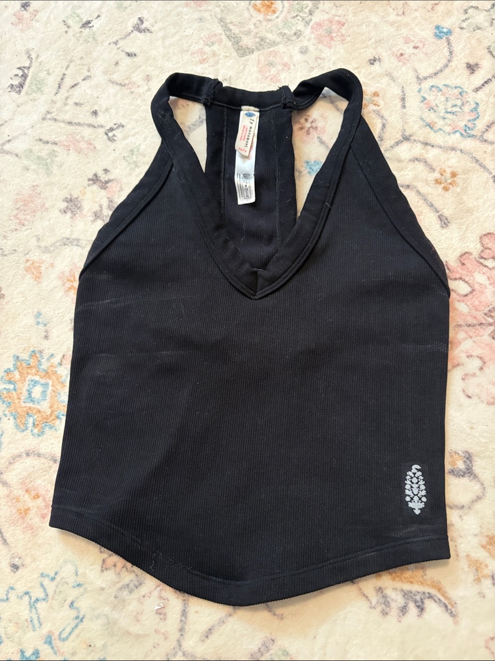 Free People Movement. Black V-Neck Ribbed Halter Tank Top. XS/Small.
